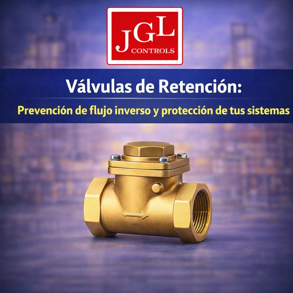 Válvula de retención industrial JGL Controls - prevención de flujo inverso y protección de sistemas